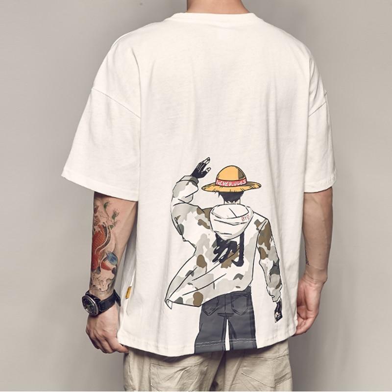 One Piece Monkey D. Luffy Streetwear Oversized T-Shirt ANM0608 Weiß / S Offizieller One Piece Merch