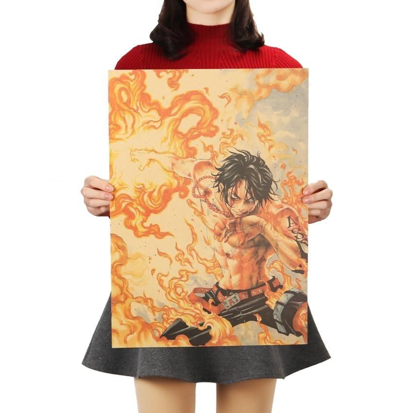 One Piece Portgas D. Ace affiche autocollant mural ANM0608 titre par défaut officiel One Piece Merch