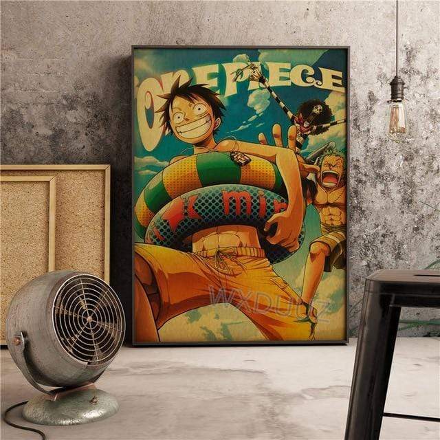 One Piece Poster Luffy tại bãi biển OMS0911