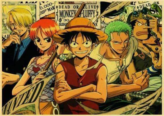 Áp phích One Piece Luffy, Zoro, Sanji, Usopp, Nami muốn OMS0911