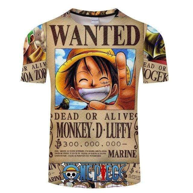 One Piece T-Shirt Avis de Recherche Luffy voulait OMS0911