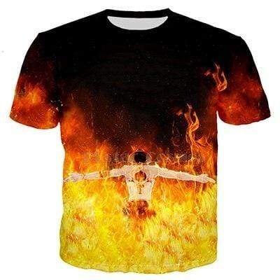 Ace's Burning Pirate Portgas One Piece T-shirt OMS0911